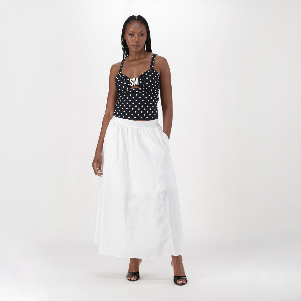 AMBER WHITE ADJUSTABLE HEM MIDI SKIRT - view 6