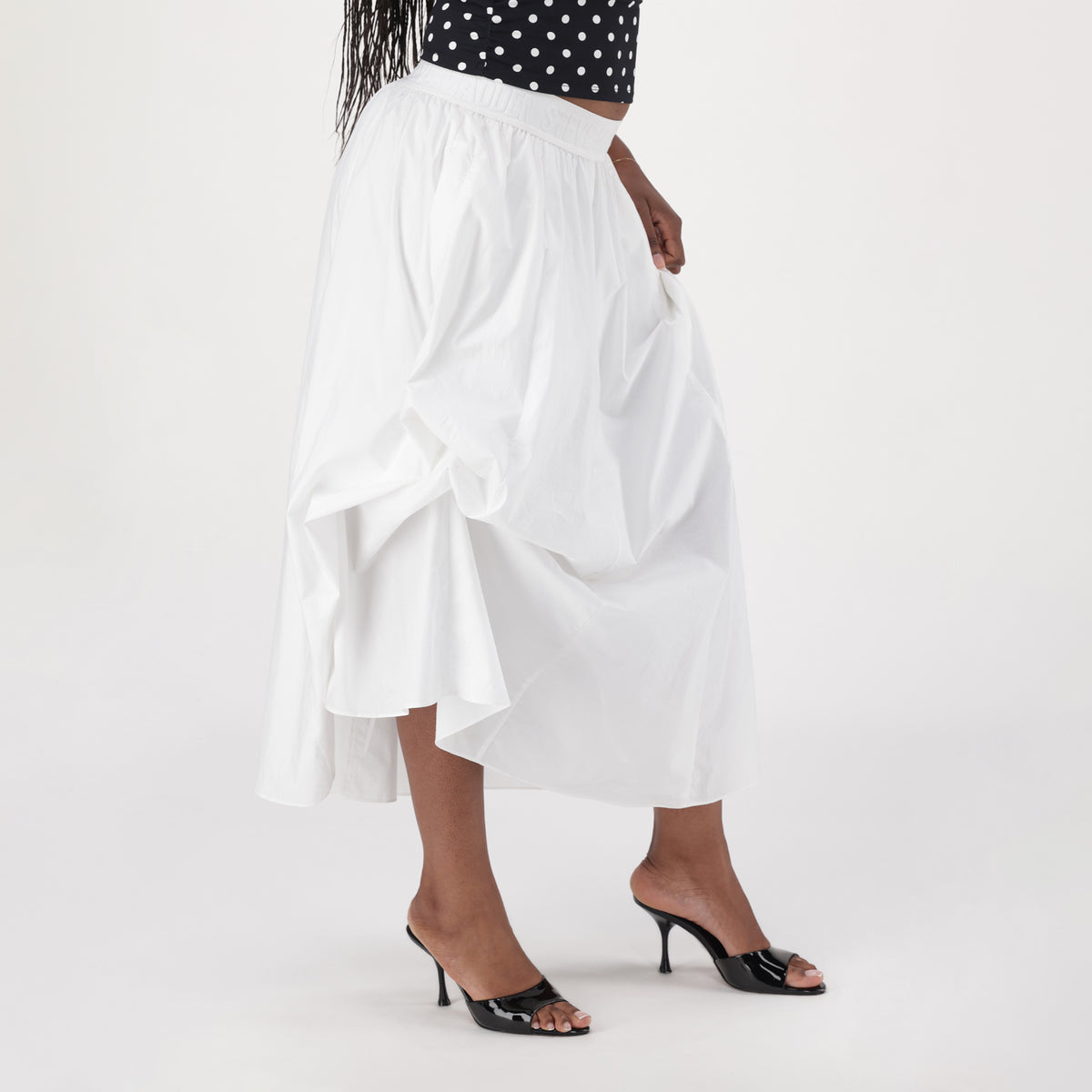 AMBER WHITE ADJUSTABLE HEM MIDI SKIRT - view 2
