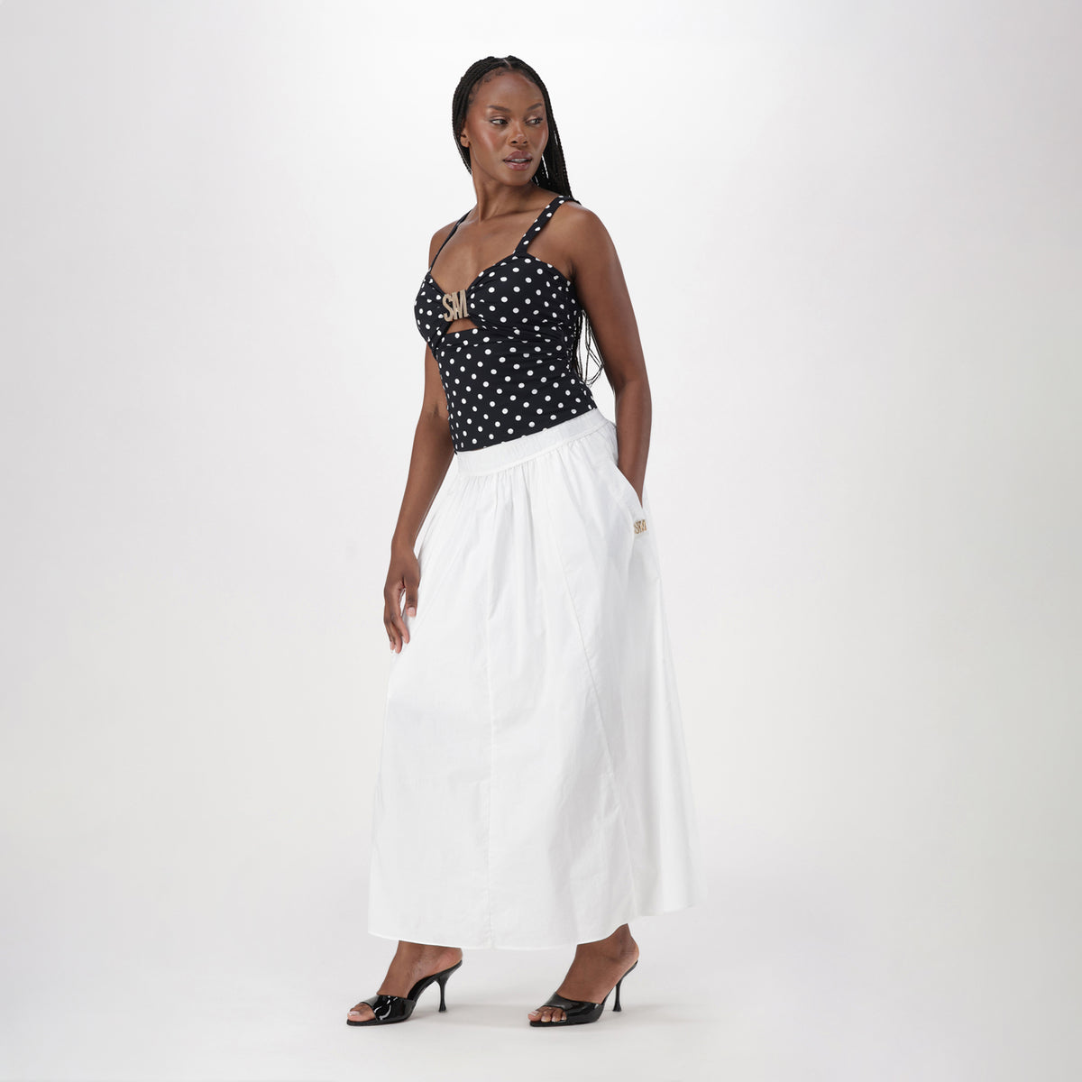 AMBER WHITE ADJUSTABLE HEM MIDI SKIRT - view 4