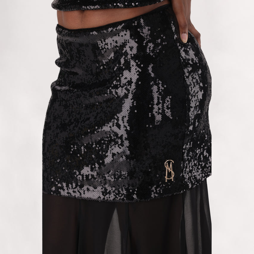 DONNA BLACK SEQUIN EMBELLISHED CHIFFON MAXI SKIRT - view 4