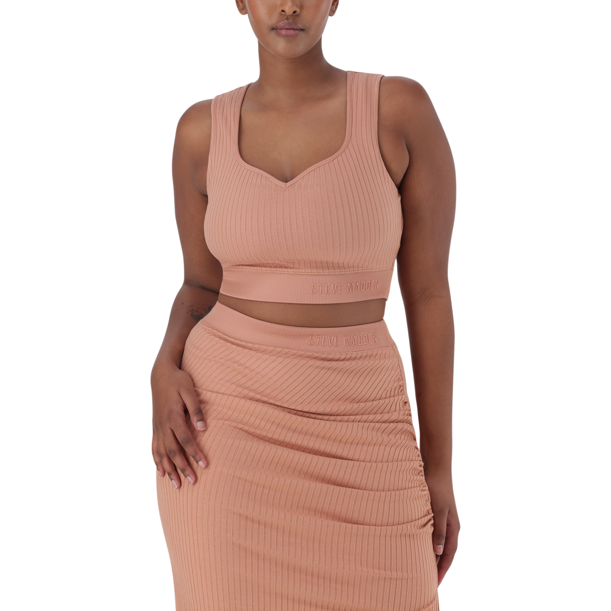 JUANTE TOASTED NUT SWEETHEART SLEEVELESS CROPPED TOP
