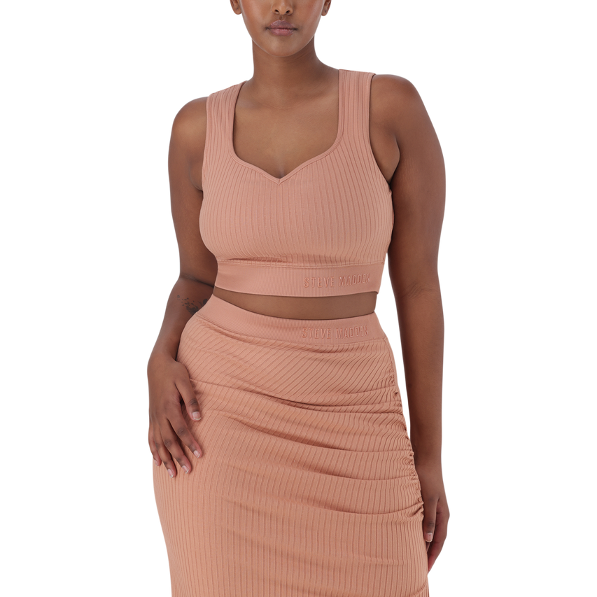 JUANTE TOASTED NUT SWEETHEART SLEEVELESS CROPPED TOP