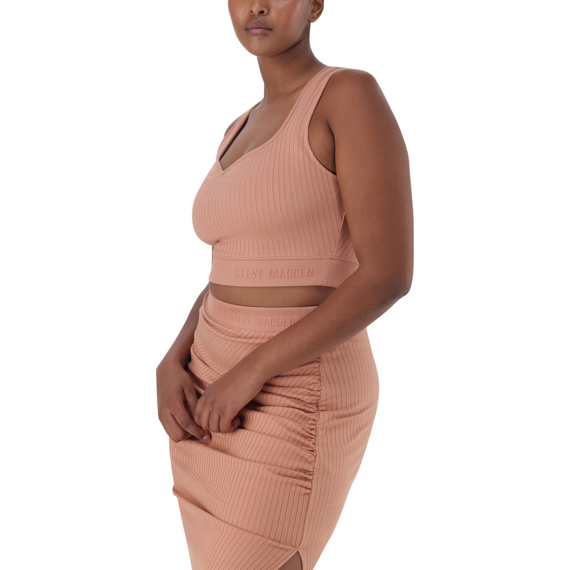 JUANTE TOASTED NUT SWEETHEART SLEEVELESS CROPPED TOP