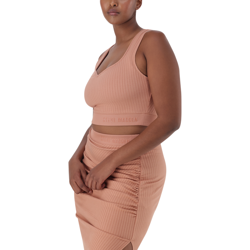 JUANTE TOASTED NUT SWEETHEART SLEEVELESS CROPPED TOP