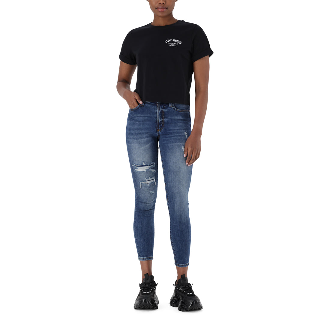 PAMALA BLACK BASIC LOGO TEE