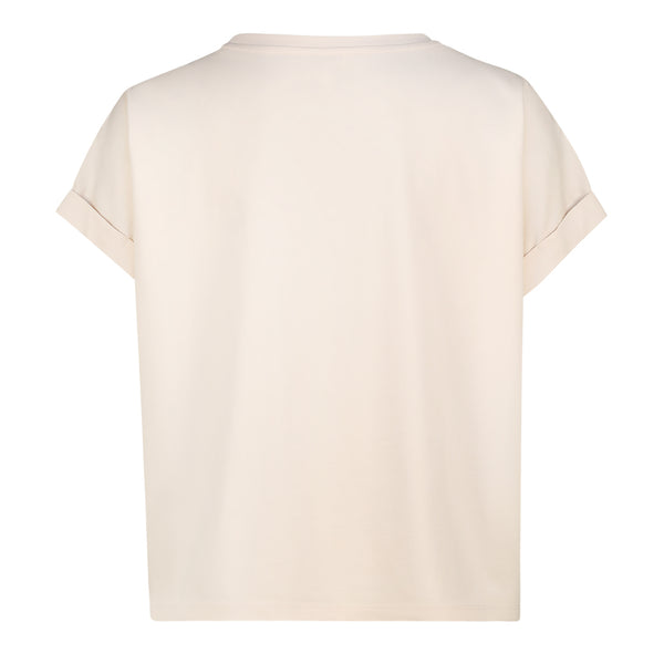 DIANA BOXY LOGO TEE WITH SHOULDER POPPERS STONE
