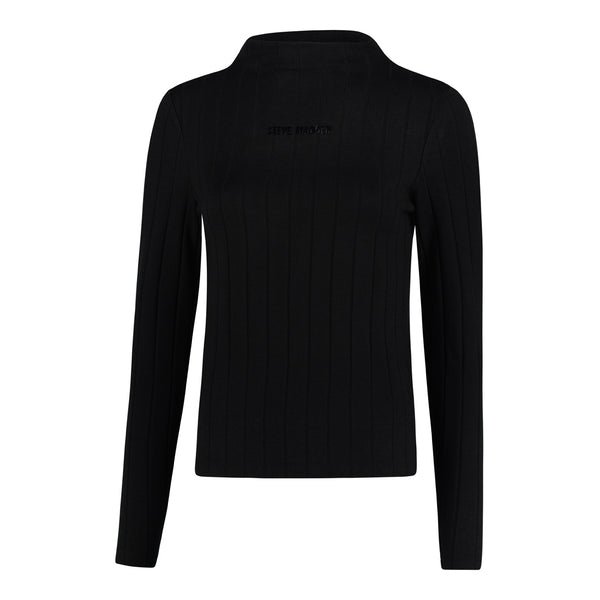 ELIZA BLACK RIB FUNNEL NECK TOP