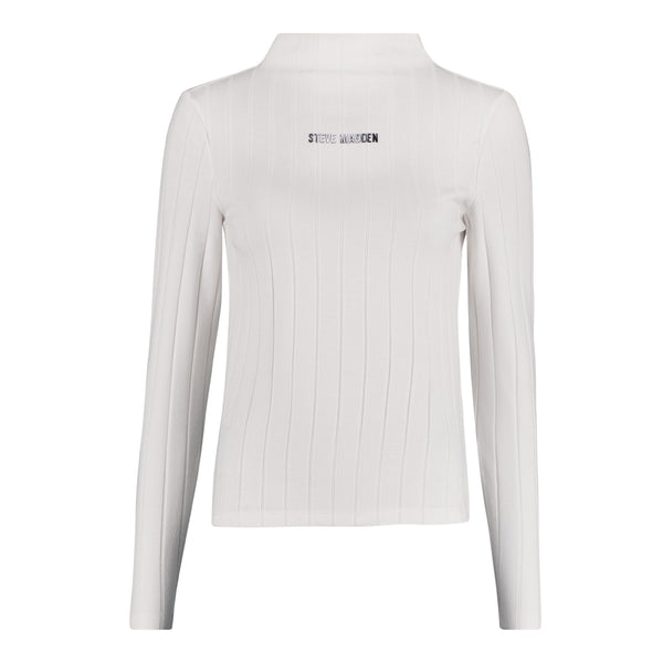 ELIZA WHITE RIB FUNNEL NECK TOP