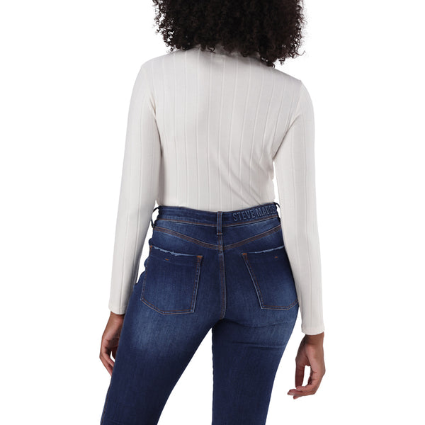 ELIZA WHITE RIB FUNNEL NECK TOP