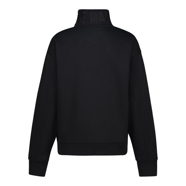 MAXINE BLACK COLLARED FLEECE SWEAT 1/4 ZIP