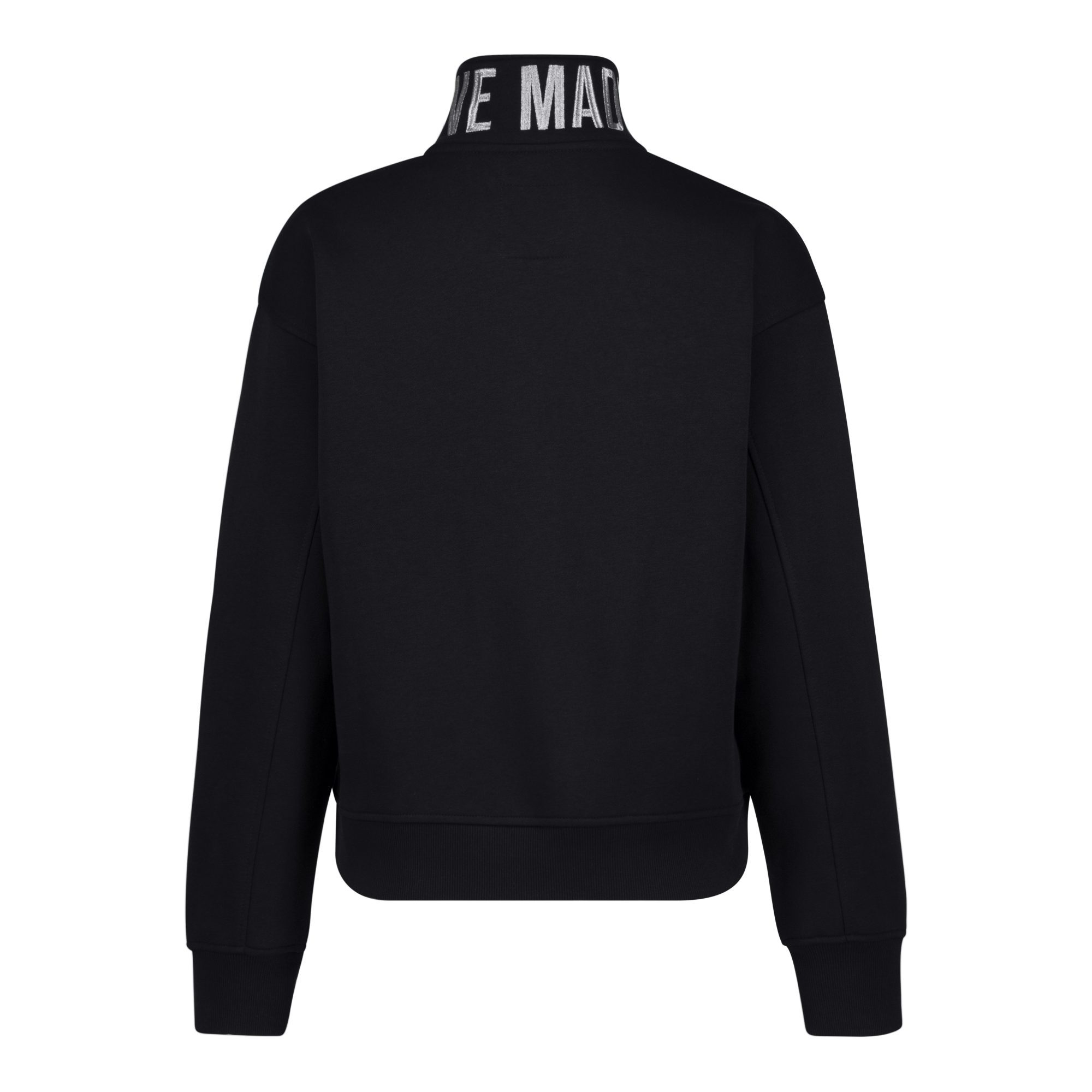 MAXINE BLACK COLLARED FLEECE SWEAT 1/4 ZIP