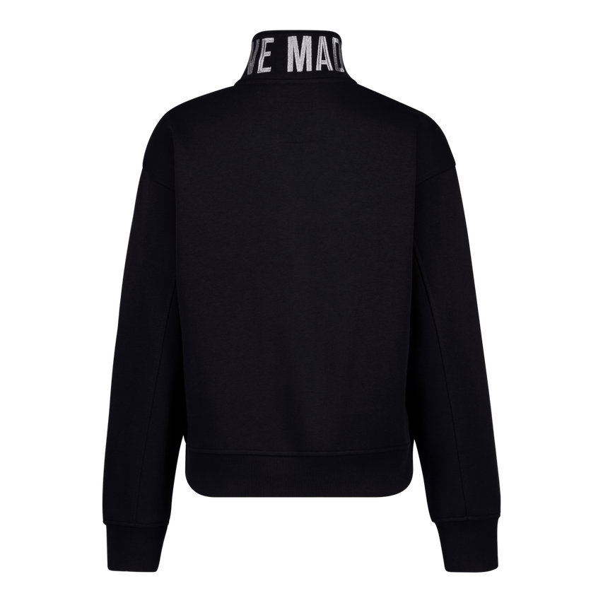 MAXINE BLACK COLLARED FLEECE SWEAT 1/4 ZIP