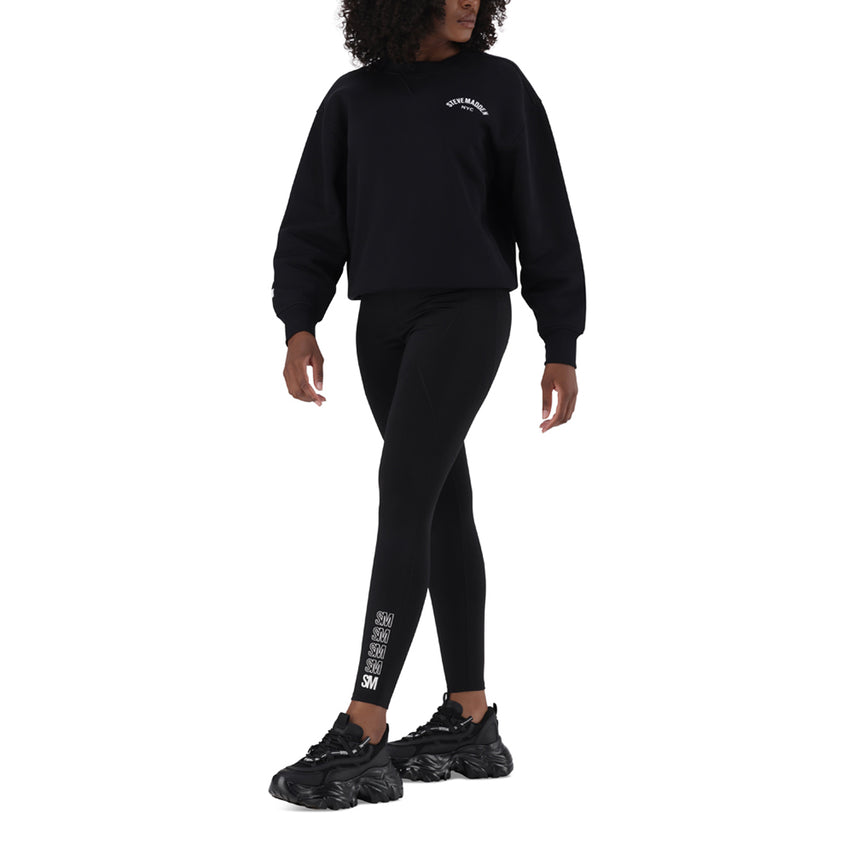 AMELIA BLACK OVERSIZED CREW NECK FLEECE SWEAT