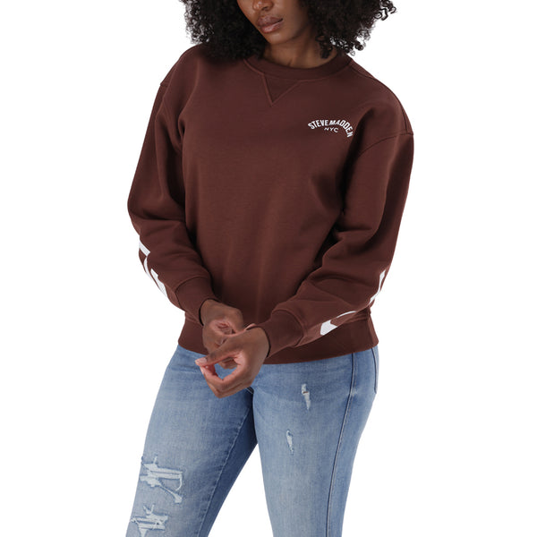 AMELIA BROWN CHOCOLATE OVERSIZED CREW NECK FLEECE SWEAT