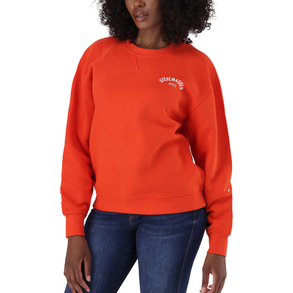 AMELIA TANGERINE OVERSIZED CREW NECK FLEECE SWEAT