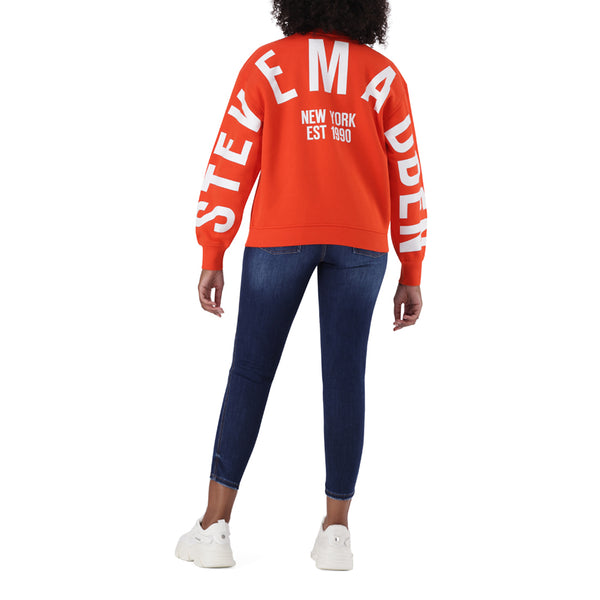 AMELIA TANGERINE OVERSIZED CREW NECK FLEECE SWEAT