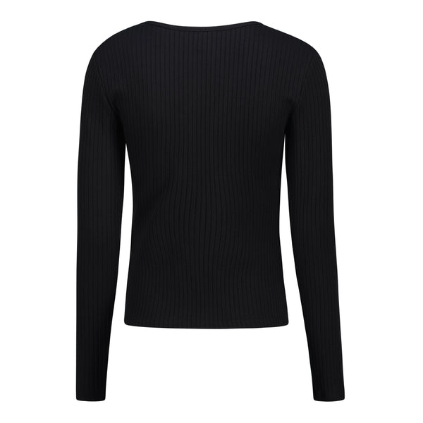 GIANNA BLACK SWEETHEART LONGSLEEVE RIB TOP