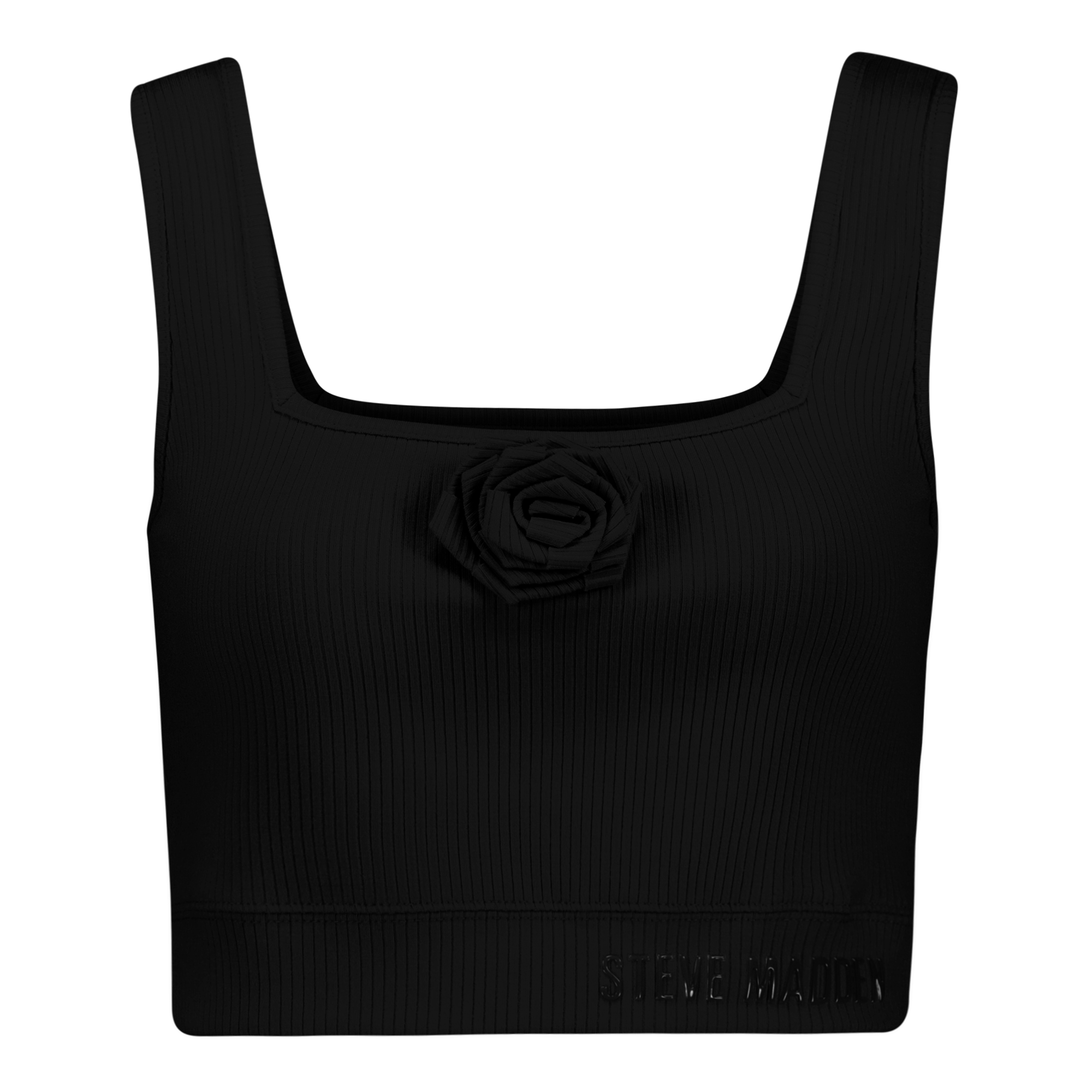 ARIANNA BLACK CROPPED TOP WITH ROSE