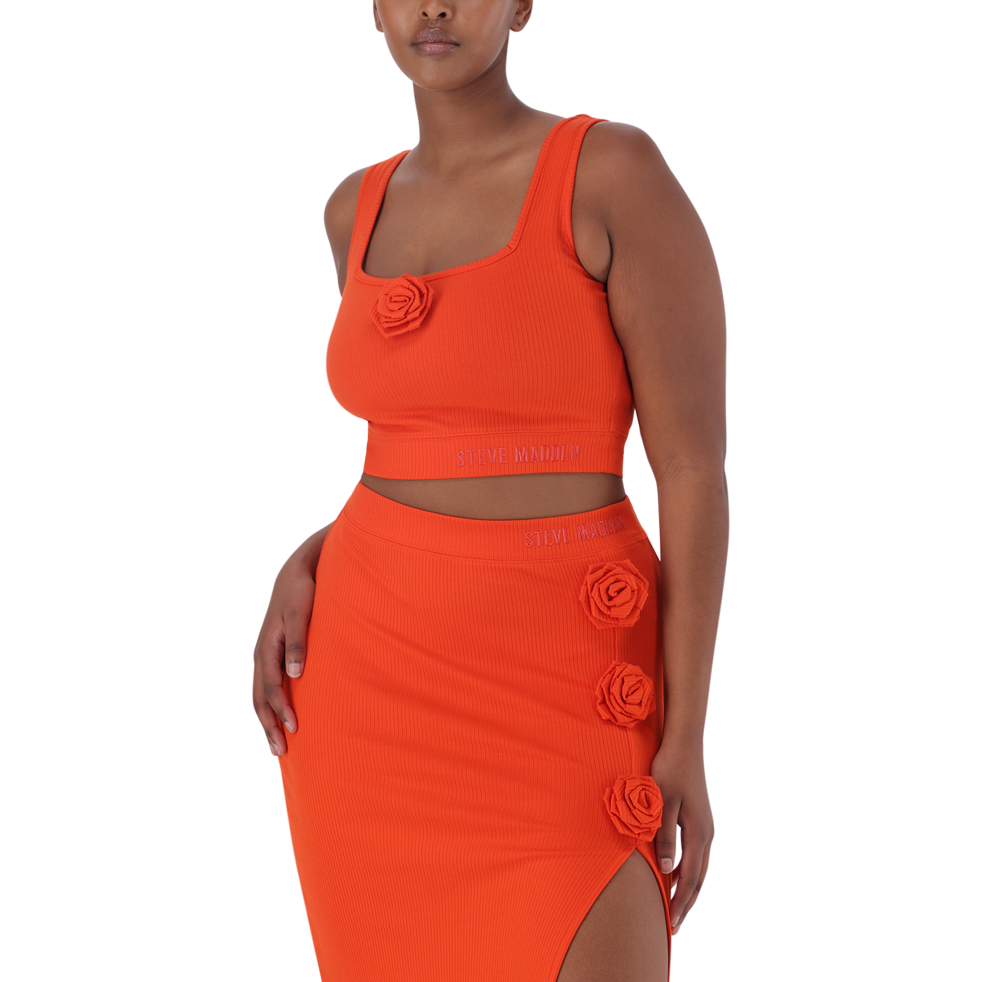 ARIANNA TANGERINE CROPPED TOP WITH ROSE