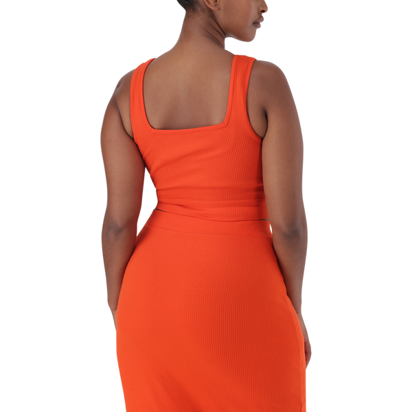 ARIANNA TANGERINE CROPPED TOP WITH ROSE