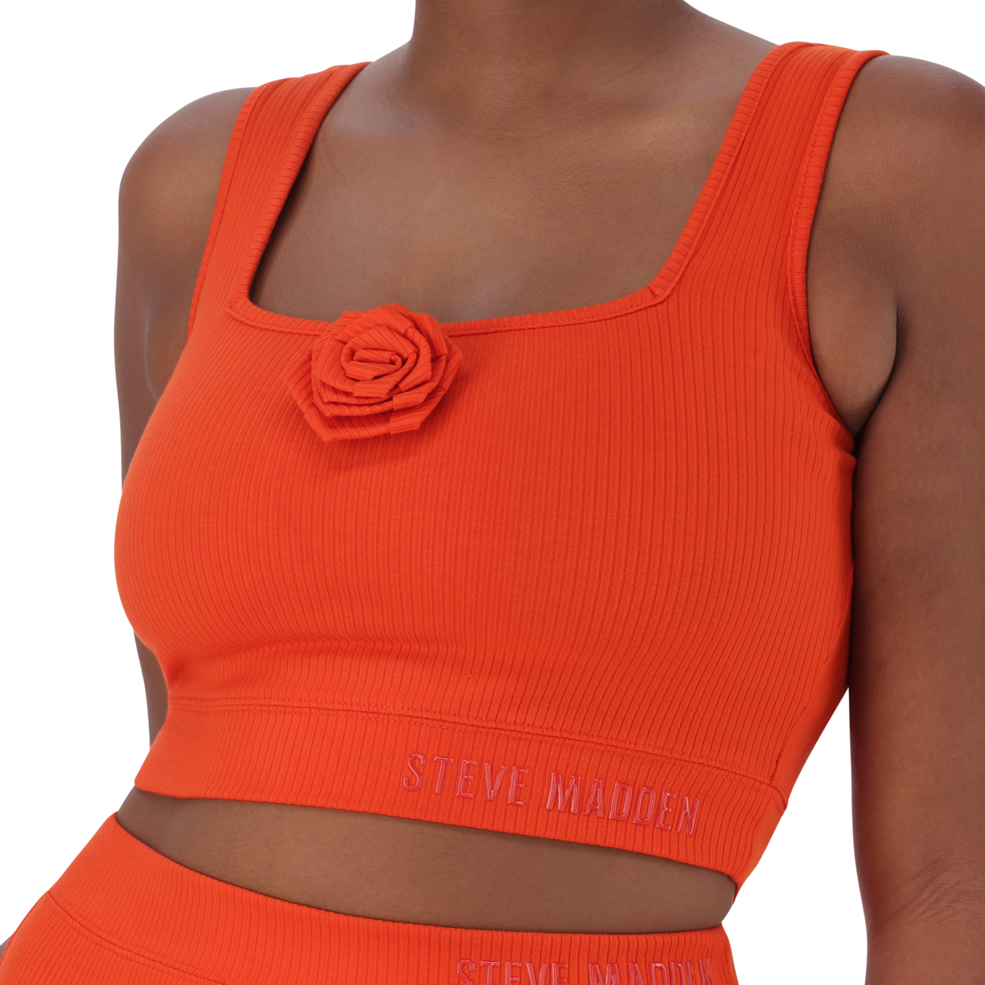 ARIANNA TANGERINE CROPPED TOP WITH ROSE