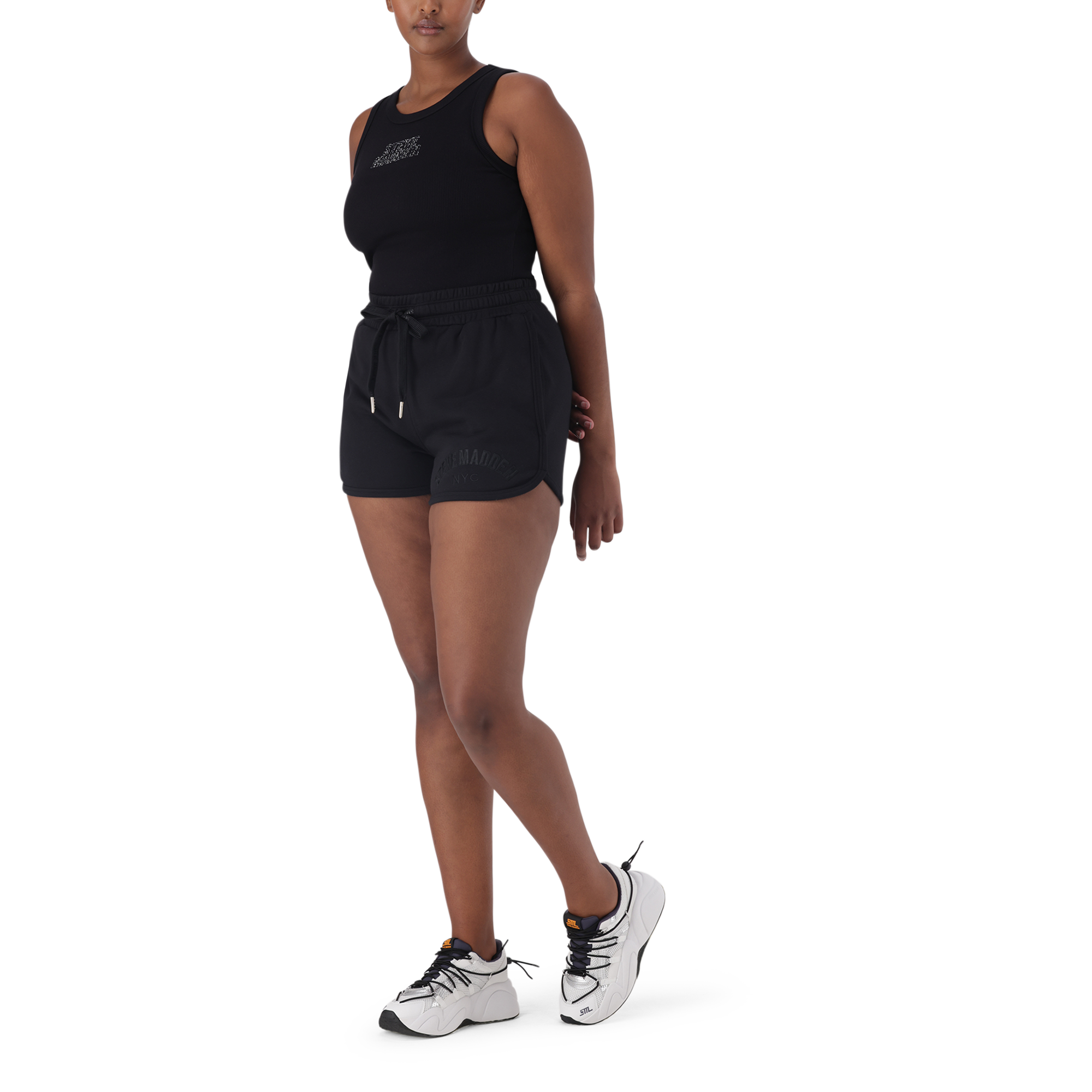 AALIYAH BLACK SPARKLE LOGO TANK - view 4