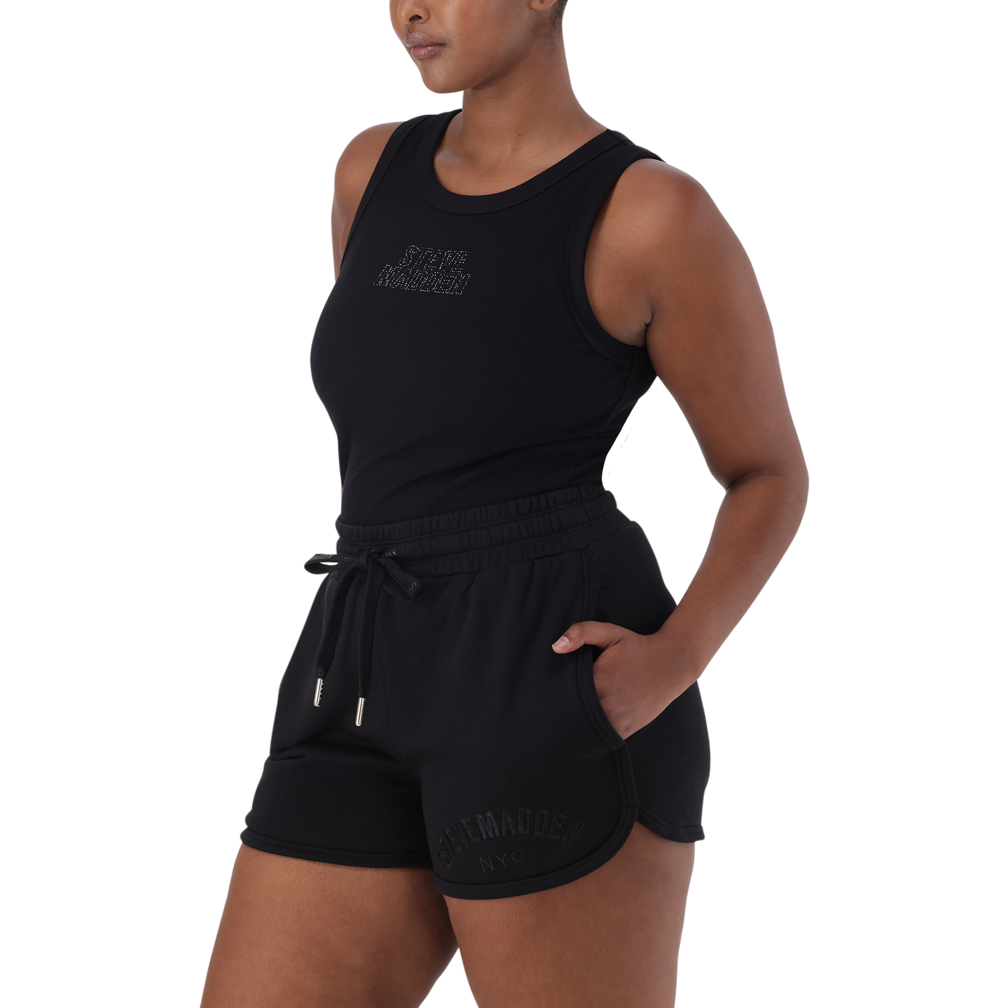 AALIYAH BLACK SPARKLE LOGO TANK - view 3