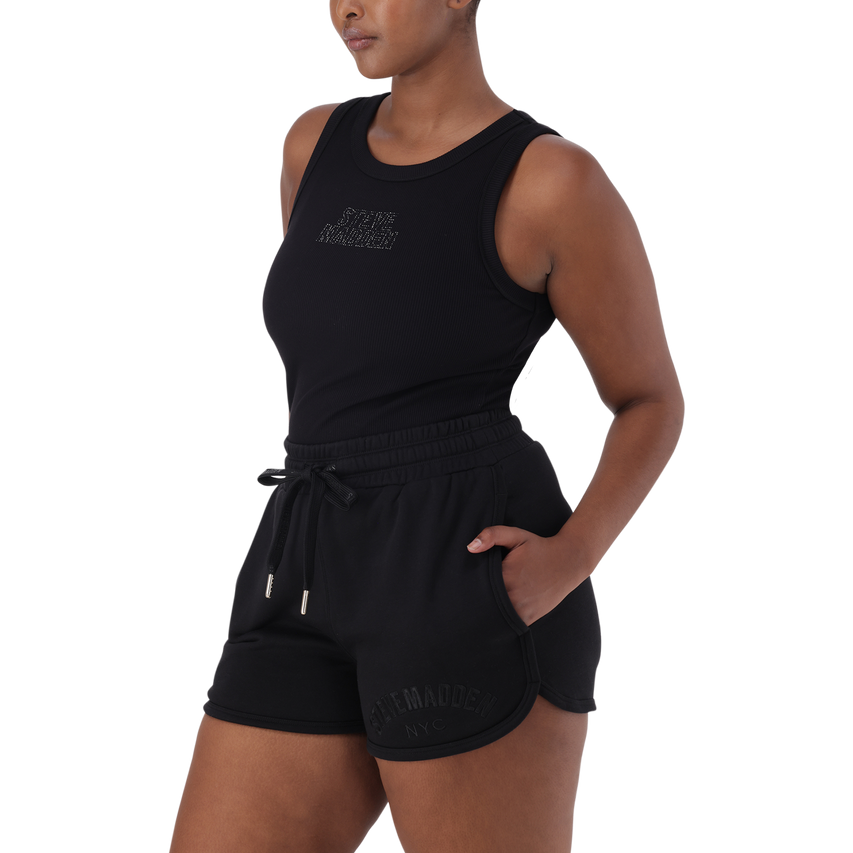 AALIYAH BLACK SPARKLE LOGO TANK - view 3