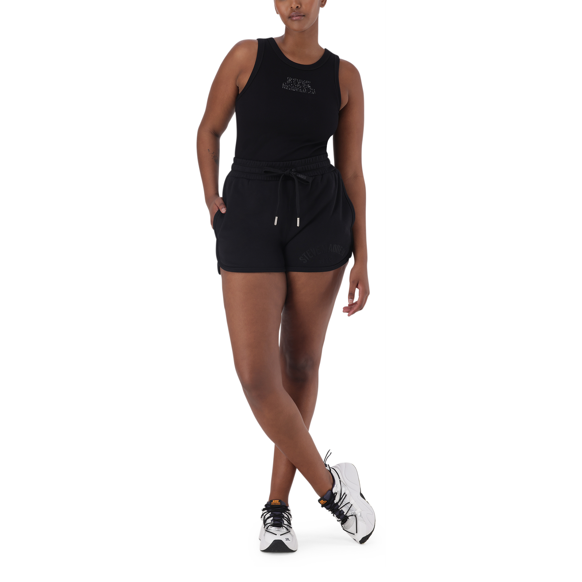 AALIYAH BLACK SPARKLE LOGO TANK - view 2