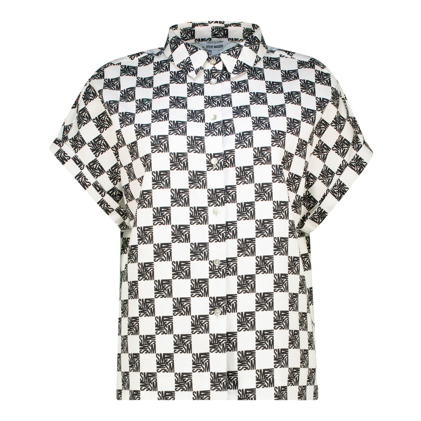 NAVAEH BLACK WHITE ALLOVER PRINTED SHIRT