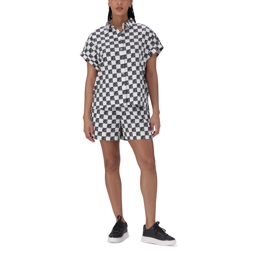 NAVAEH BLACK WHITE ALLOVER PRINTED SHIRT