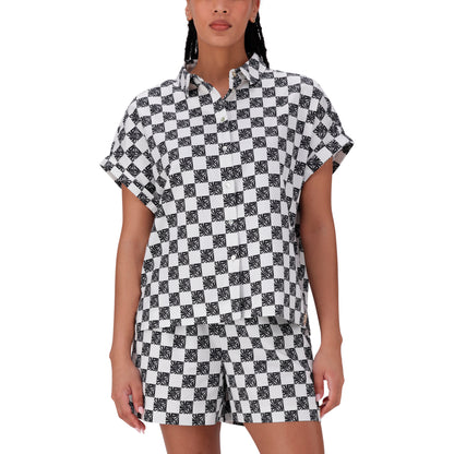 NAVAEH BLACK WHITE ALLOVER PRINTED SHIRT