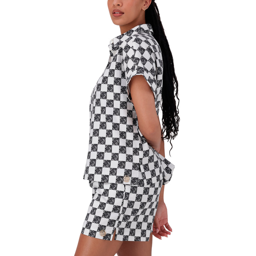 NAVAEH BLACK WHITE ALLOVER PRINTED SHIRT