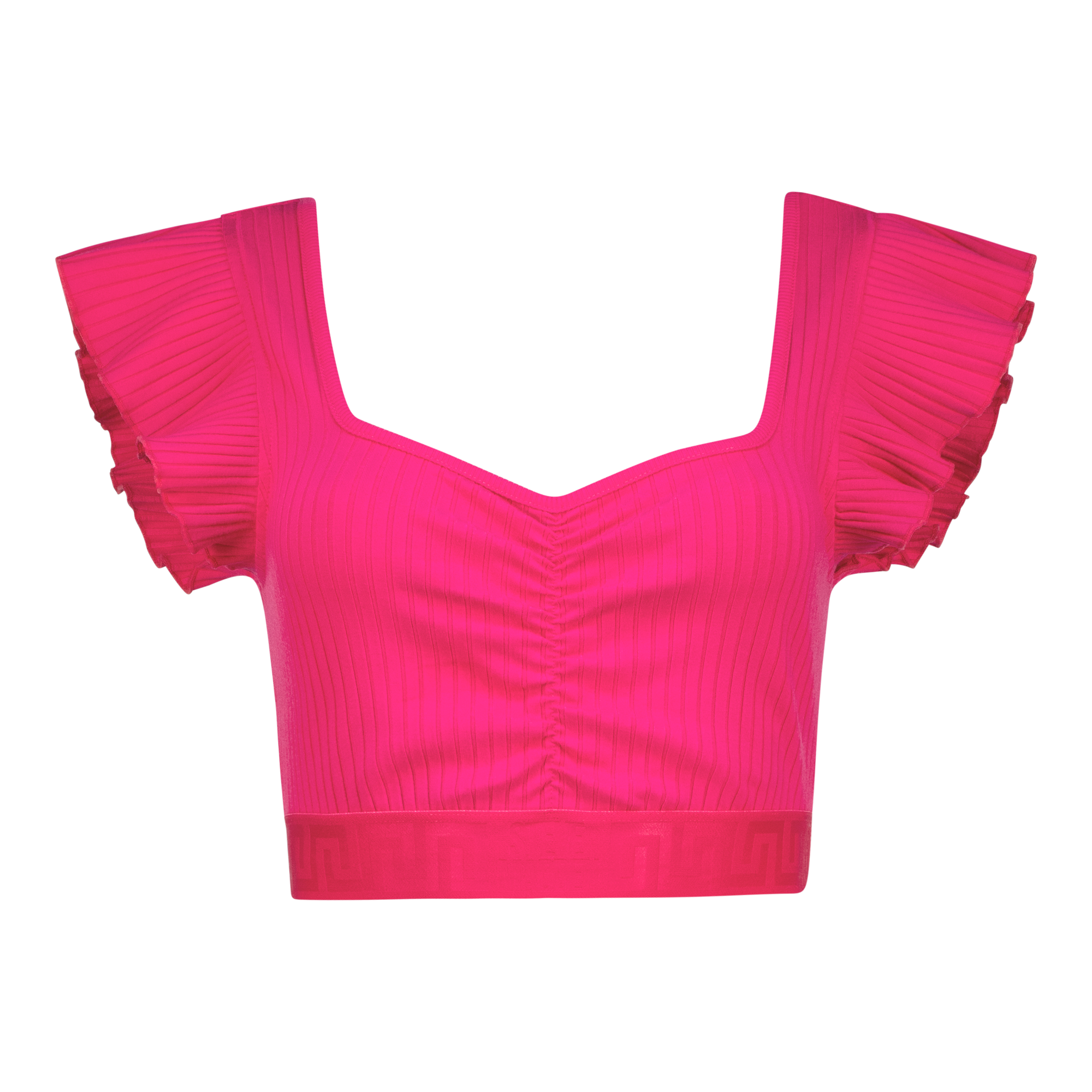MAREN HOT PINK RUFFLE CROPPED TOP