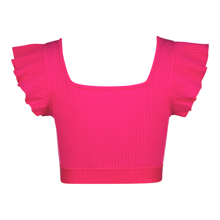 MAREN HOT PINK RUFFLE CROPPED TOP
