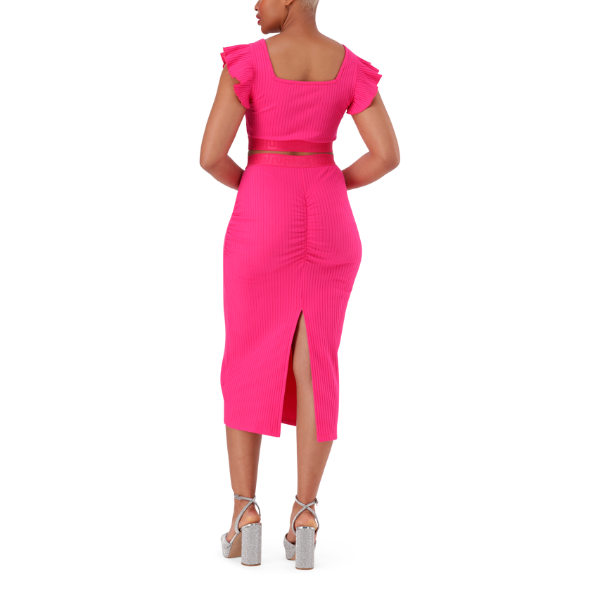 MAREN HOT PINK RUFFLE CROPPED TOP