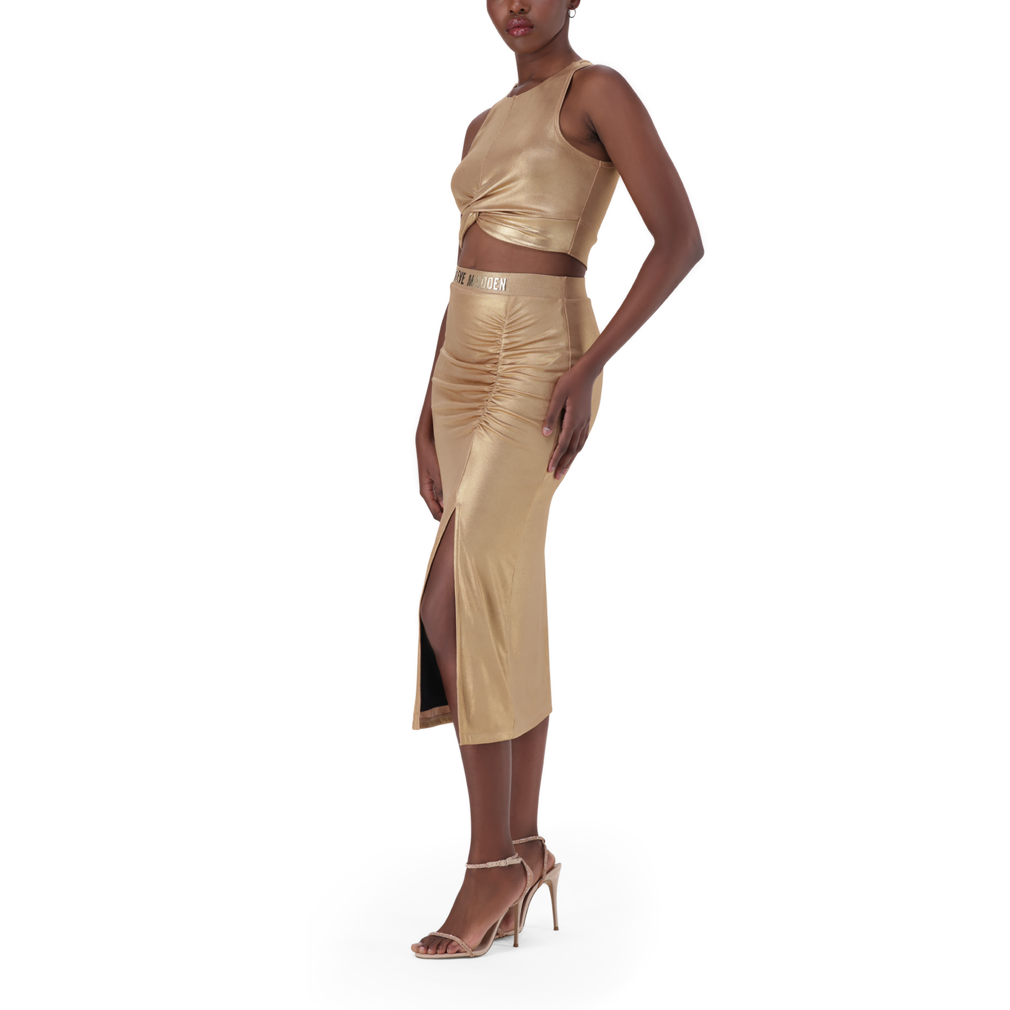 PARIS GOLD METALLIC CROSS OVER CROPPED TOP