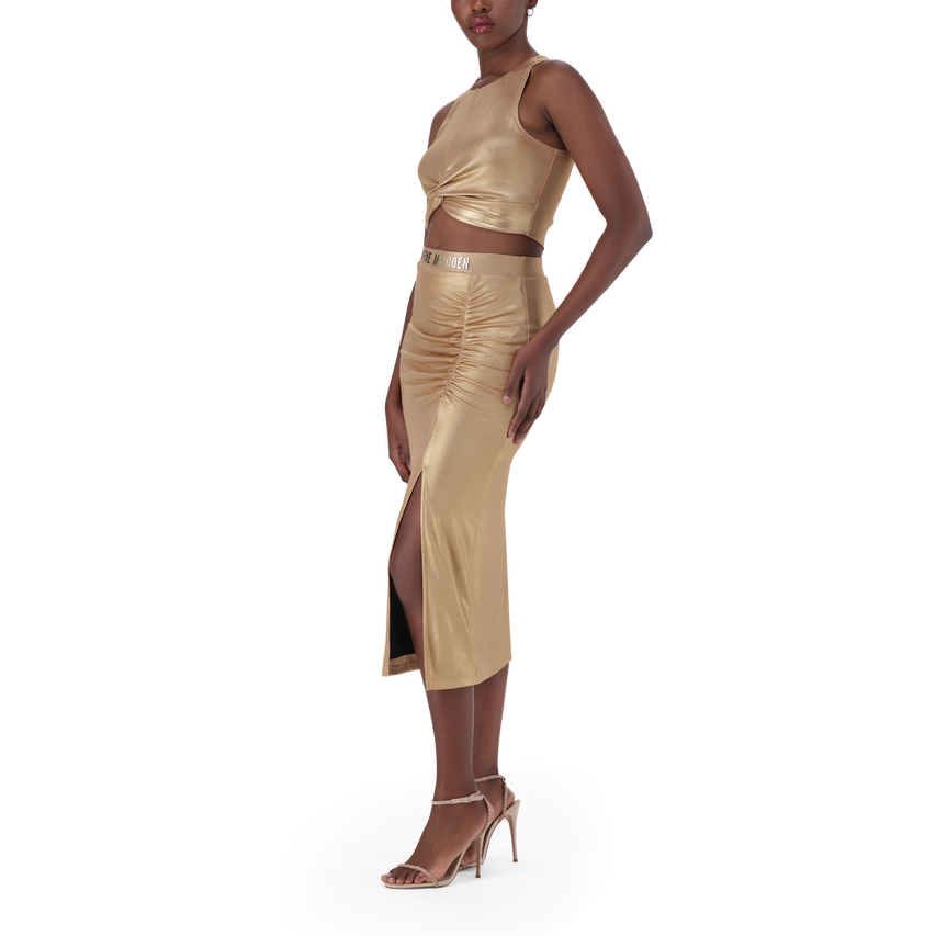 PARIS GOLD METALLIC CROSS OVER CROPPED TOP