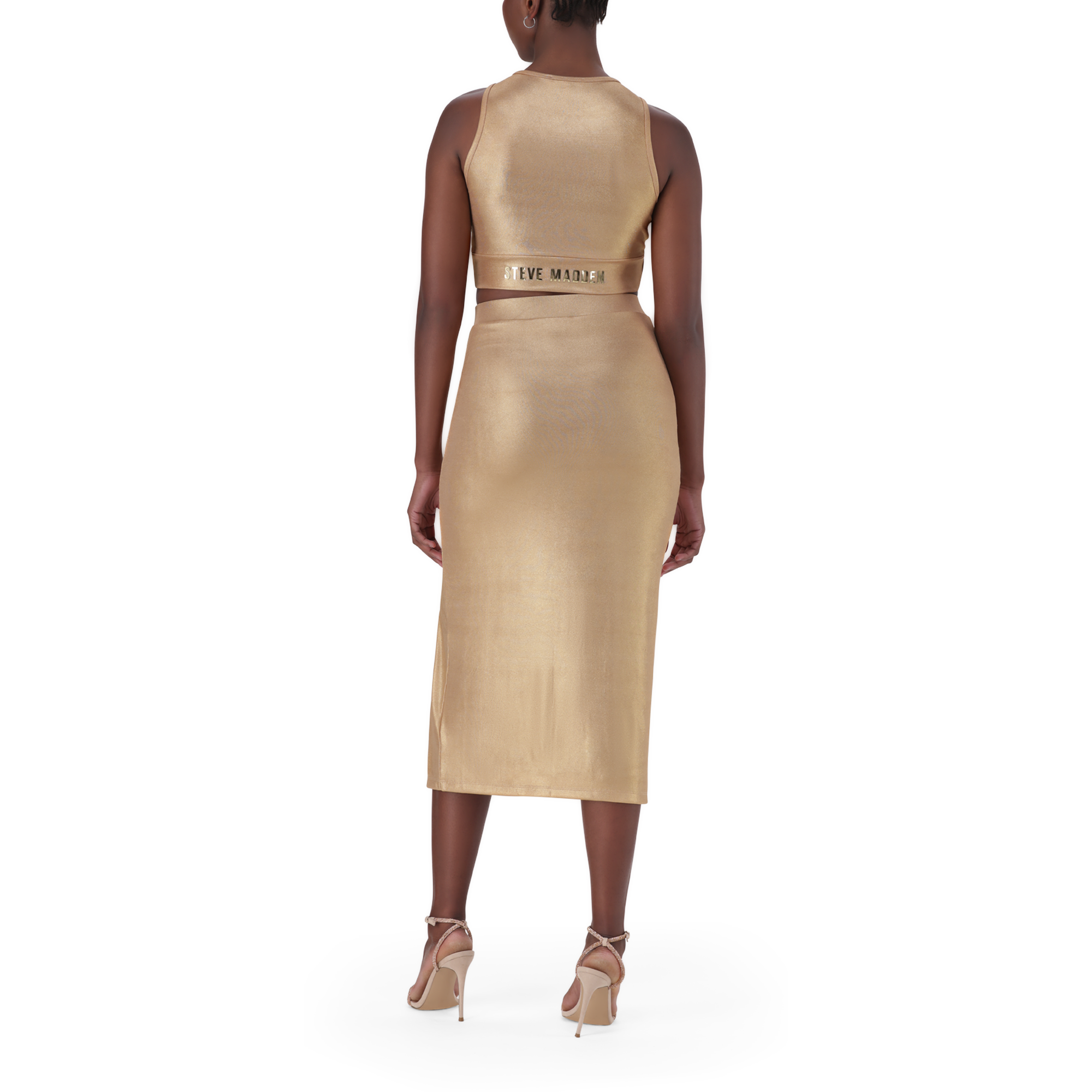 PARIS GOLD METALLIC CROSS OVER CROPPED TOP