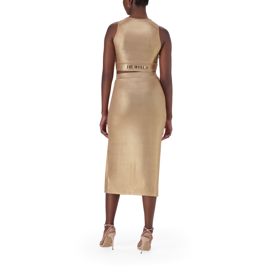 PARIS GOLD METALLIC CROSS OVER CROPPED TOP