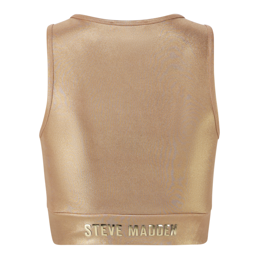 PARIS GOLD METALLIC CROSS OVER CROPPED TOP