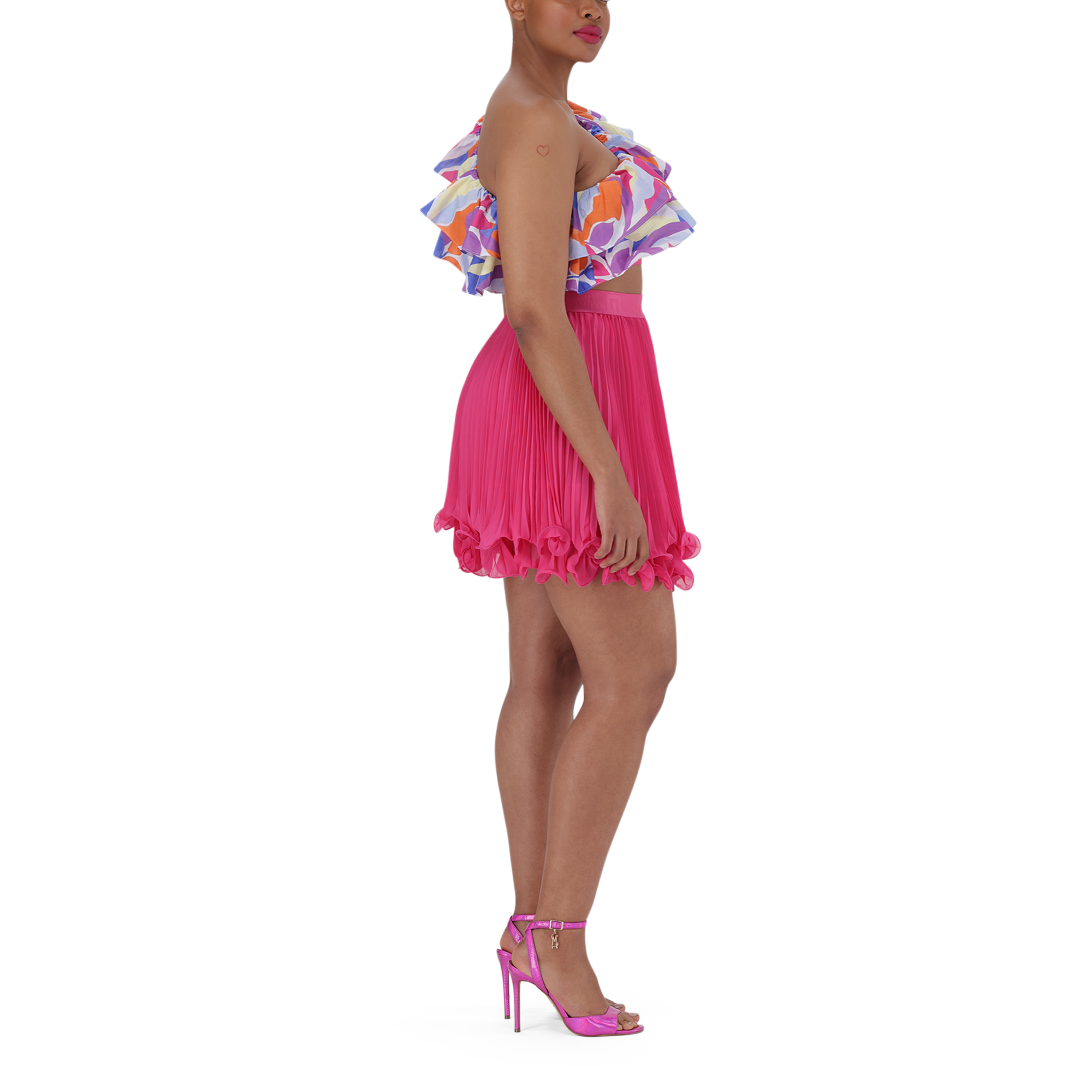 LYRA HOT PINK PLEATED MINI SKIRT