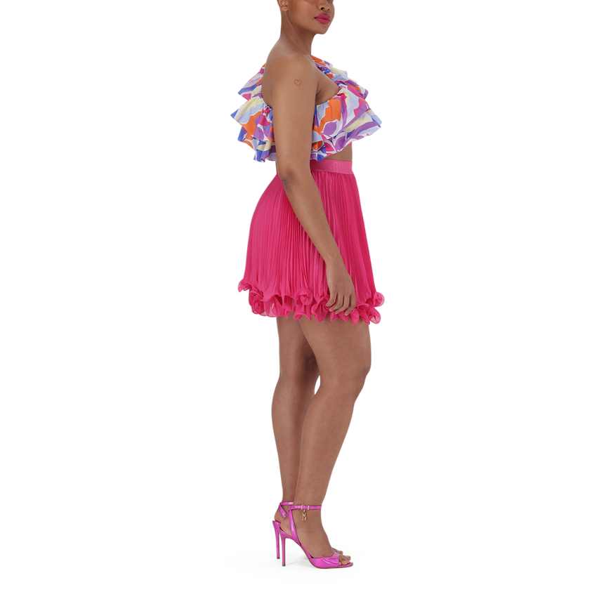 LYRA HOT PINK PLEATED MINI SKIRT
