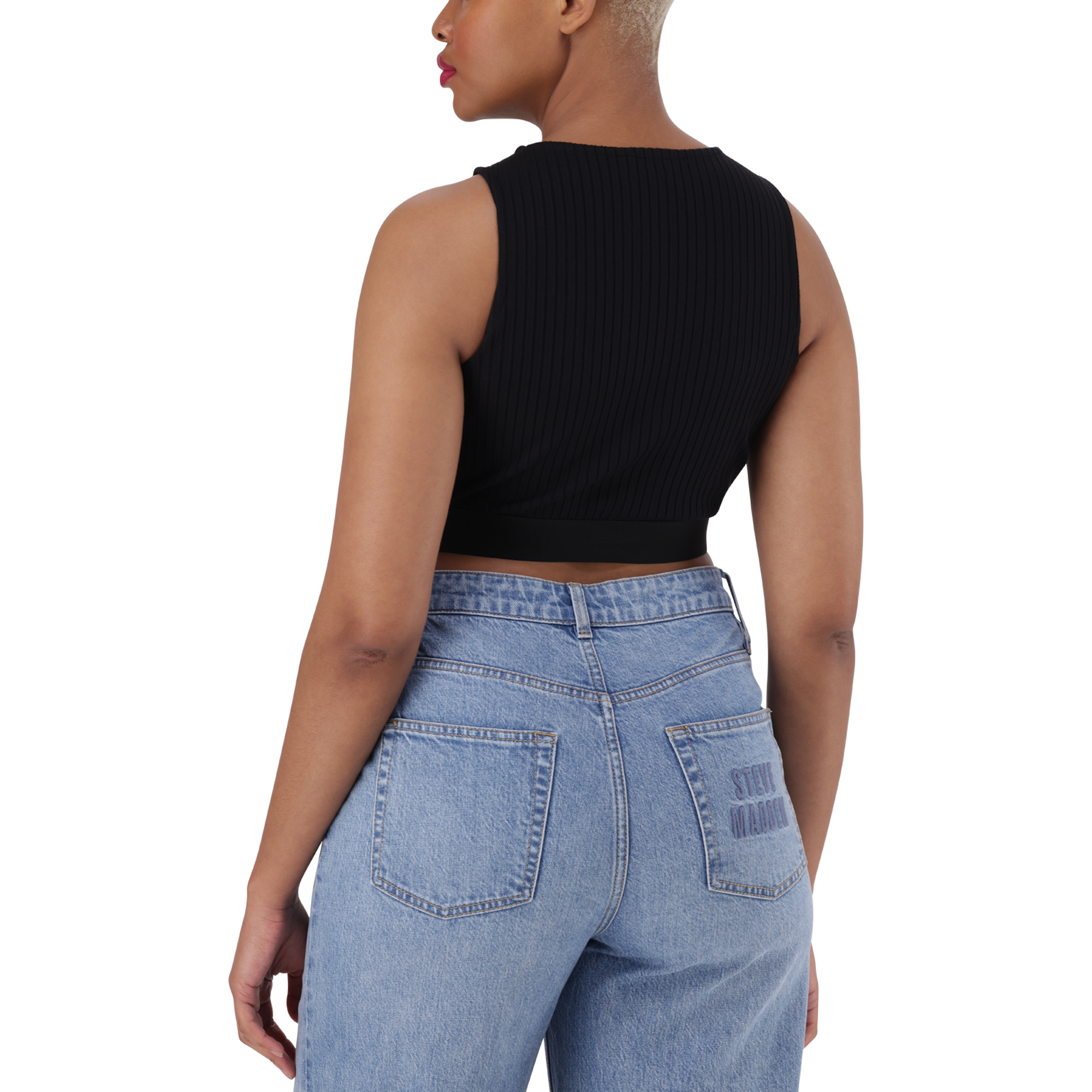 BRIA BLACK HIGH NECK FITTED TOP