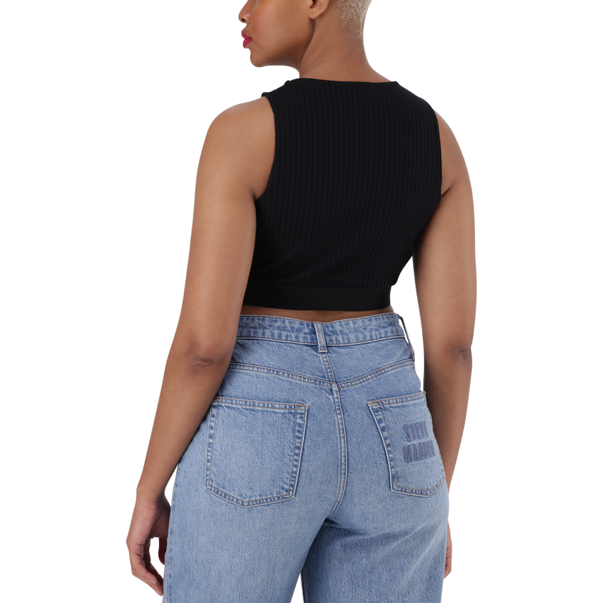 BRIA BLACK HIGH NECK FITTED TOP