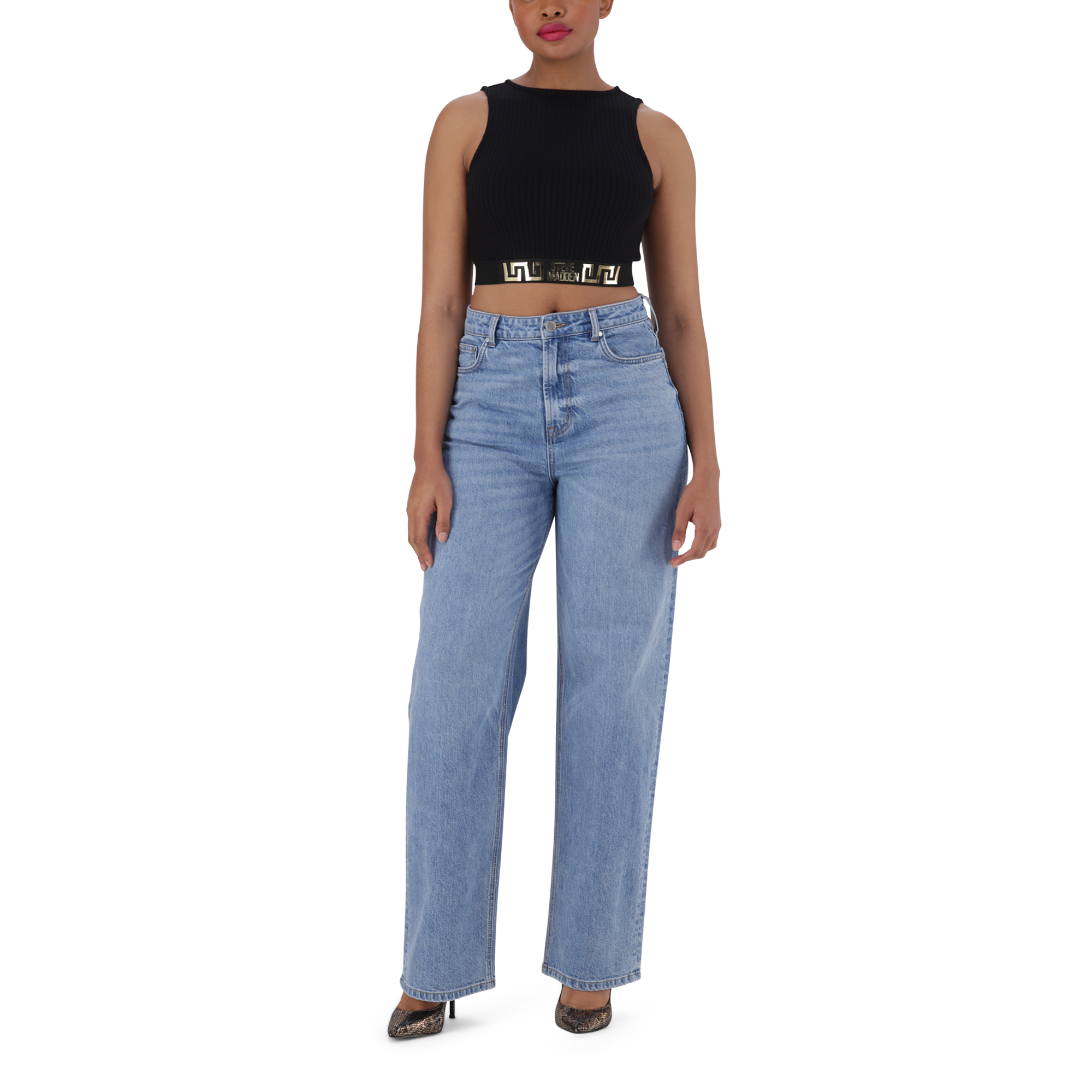 BRIA BLACK HIGH NECK FITTED TOP