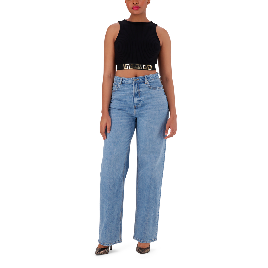 BRIA BLACK HIGH NECK FITTED TOP