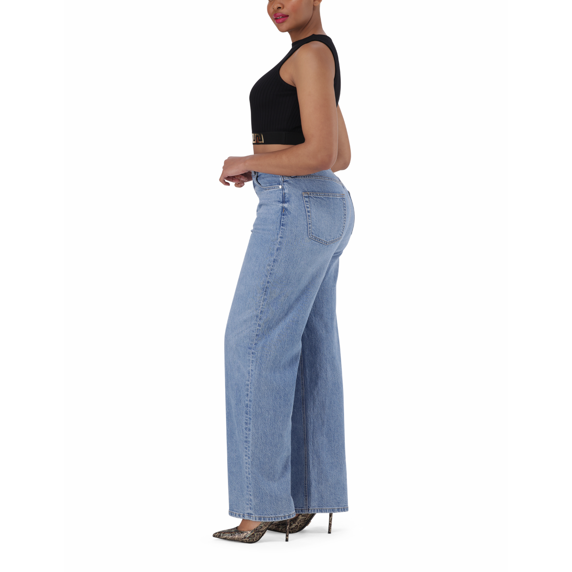 BRIA BLACK HIGH NECK FITTED TOP