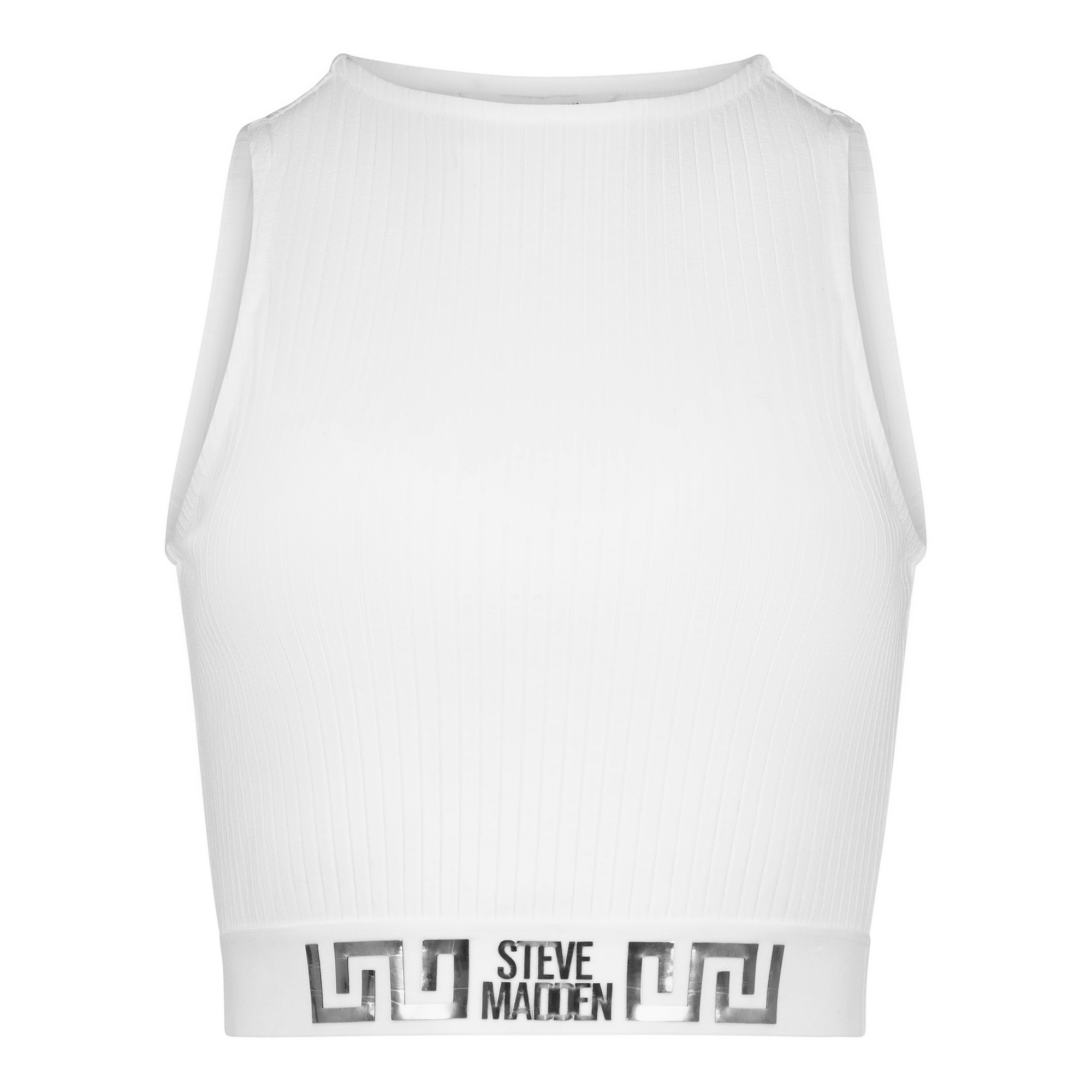 BRIA WHITE HIGH NECK FITTED TOP