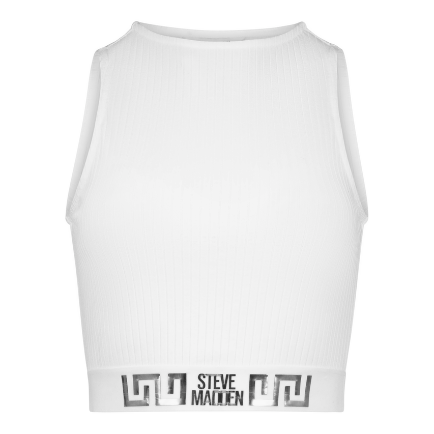BRIA WHITE HIGH NECK FITTED TOP